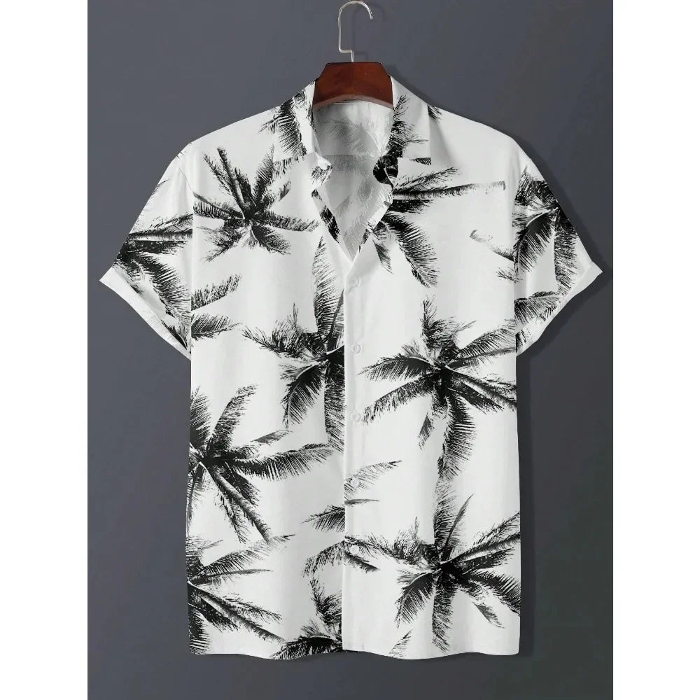 Hawaiian Shirt Man Print Casual Thin Beach Slim Fashion Shirt High Quality Luxury Black Social Vintage Funny Oversized Clothes - Evallys.com