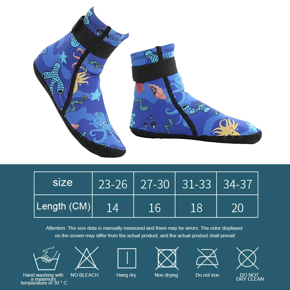 Kids Neoprene Water Socks for Swimming and Diving Adjustable Anti-slip Sand Socks Keep Warm and Protected - Evallys.com