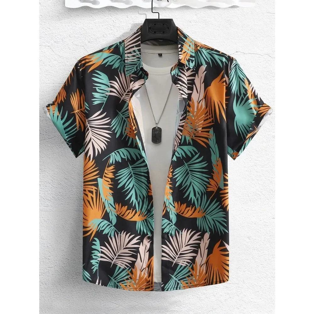 Hawaiian Shirt Man Print Casual Thin Beach Slim Fashion Shirt High Quality Luxury Black Social Vintage Funny Oversized Clothes - Evallys.com