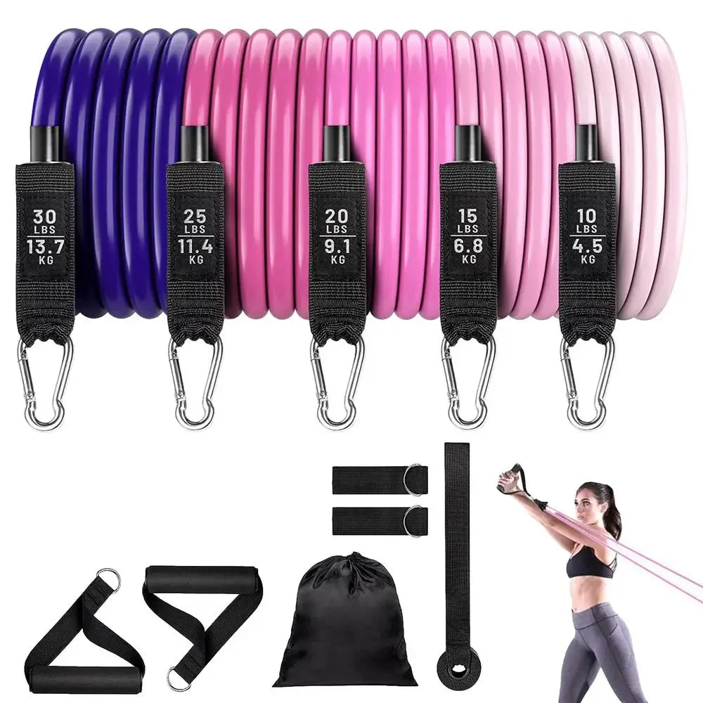 Workout Bands Set 11pcs Elastic Workout Bands Elastic Bands For Strength Training For Men And Women Workout Equipment - Evallys.com