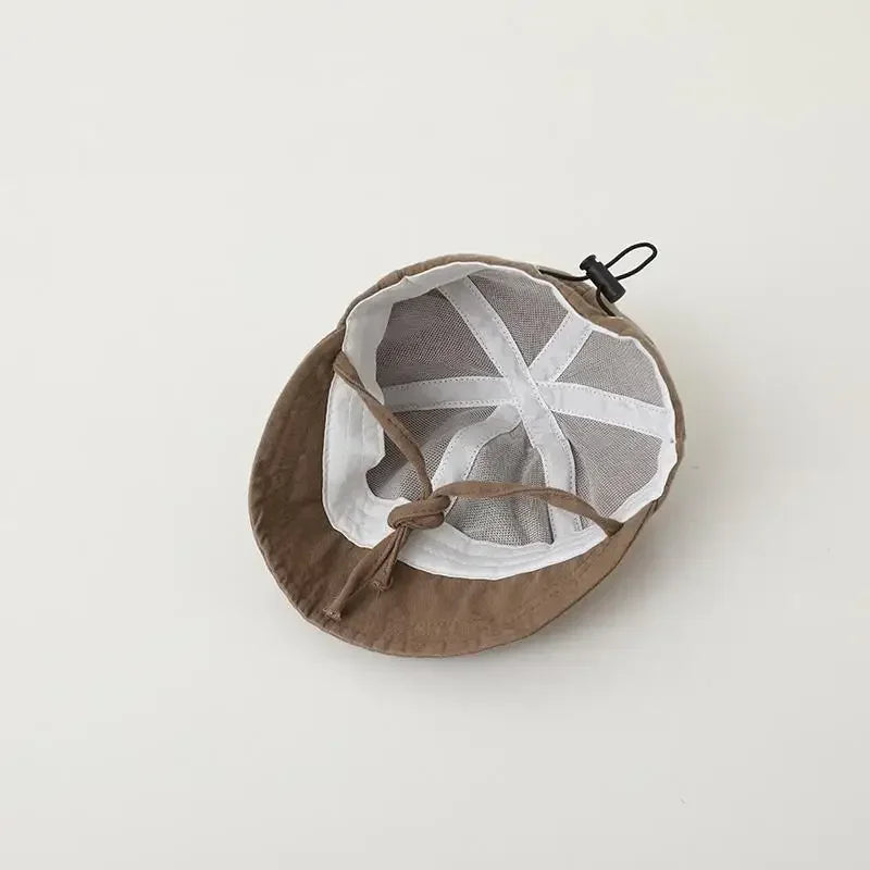 Summer Baby Sun Hat Korean Solid Color Infant Baseball Cap Outdoor Adjustable Drawstring Lace-up panama hat for kids - Evallys.com