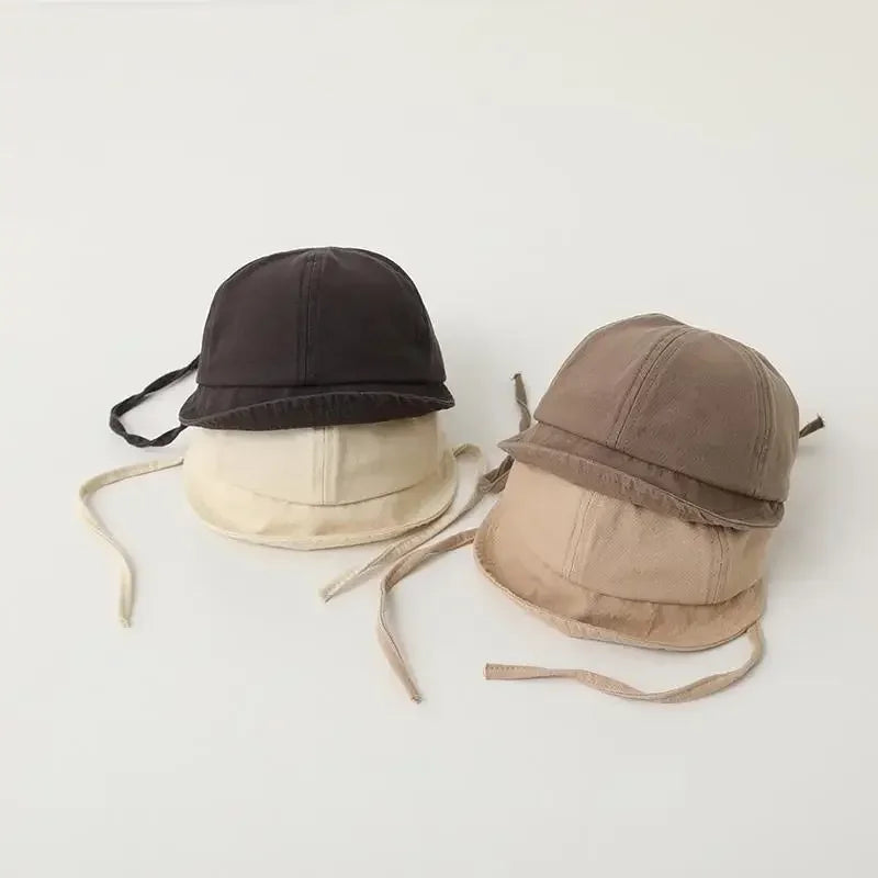 Summer Baby Sun Hat Korean Solid Color Infant Baseball Cap Outdoor Adjustable Drawstring Lace-up panama hat for kids - Evallys.com