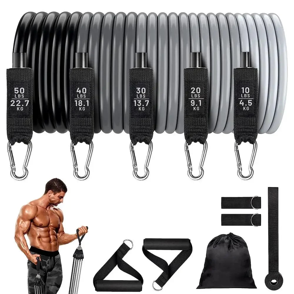 Workout Bands Set 11pcs Elastic Workout Bands Elastic Bands For Strength Training For Men And Women Workout Equipment - Evallys.com