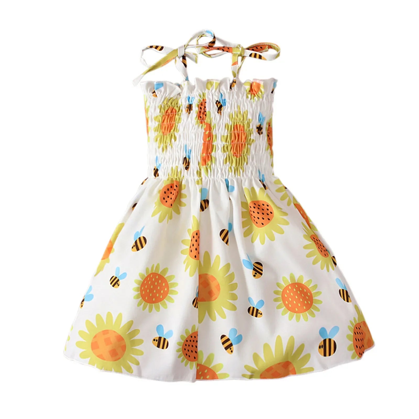 Children Girl Dress Summer Elegant Sling Princess Dresses Flower Print Kids Beach Sundress Casual Cotton Baby Girl Clothing - Evallys.com