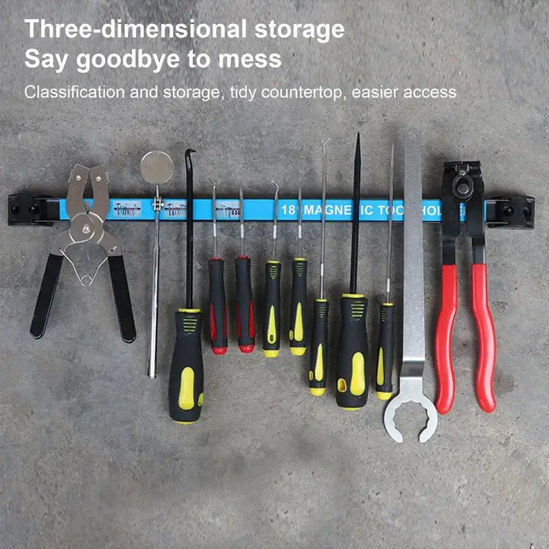 8/12/18in Magnetic Tool Holder Heavy-duty Magnet Tool Bar Strip Rack Space-Saving Metal Organizer Storage Rack For Knife Wrench