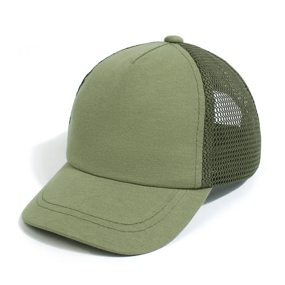 Lovely Kids Trucker Ball Cap Outdoor Leisure Duck Cap Solid Color Curved Brim Sun Hat Baseball Cap 7 colors - Evallys.com