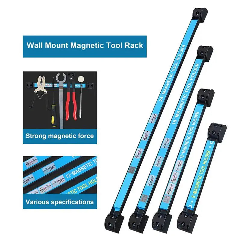 8/12/18in Magnetic Tool Holder Heavy-duty Magnet Tool Bar Strip Rack Space-Saving Metal Organizer Storage Rack For Knife Wrench