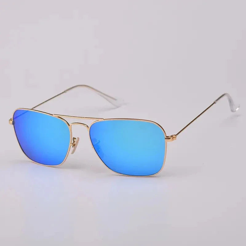 Top Quality Sunglasses Men Women Eyeglasses Goggles Eyewear Shades Fashion Square Metal Frame Glass Lenses UV400 Sun Glasses - Evallys.com