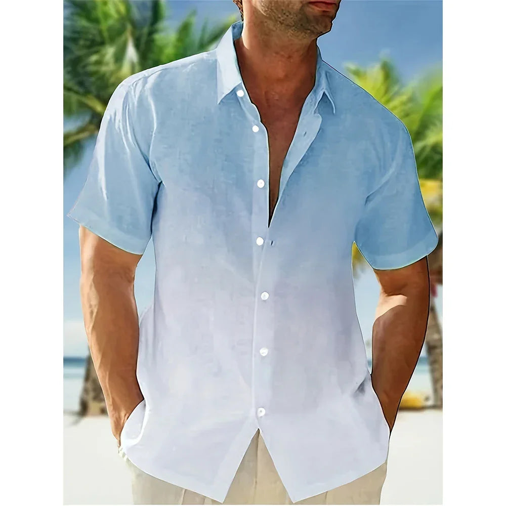 Summer Gradient 3D Print Hawaiian Beach Shirts Men Women Casual Fashion Streetwear Oversized Short Sleeve Shirt Man Tops Blouse - Evallys.com