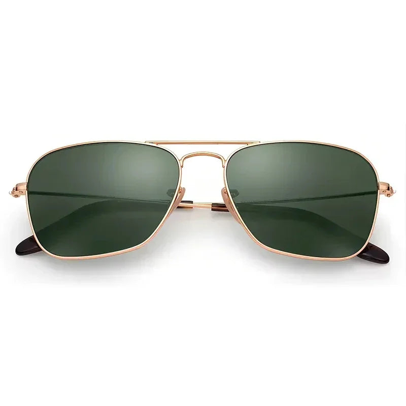 Top Quality Sunglasses Men Women Eyeglasses Goggles Eyewear Shades Fashion Square Metal Frame Glass Lenses UV400 Sun Glasses - Evallys.com