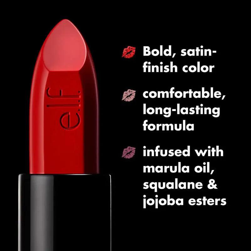 e.l.f. O Face Satin Lipstick, Richly Pigmented, Nourishing & Long-Lasting Creamy Lipstick, Infused With Jojoba, Vegan & Cruelty-Free, Dirty Talk 1 Count (Pack of 1) - Evallys.com