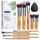 BS-MALL Makeup Brush Set 11Pcs Bamboo Synthetic Kabuki Brush Set Foundation Powder Blending Concealer Eye shadows Blush Cosmetics Brushes with Organizer Bag & Makeup Sponge Bamboocolor - Evallys.com