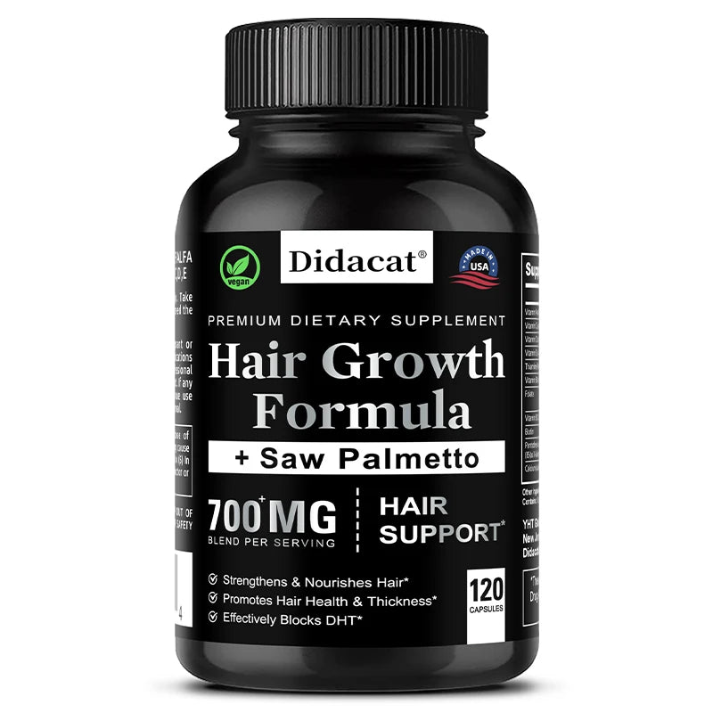 Hair Growth Supplement – Biotin & Saw Palmetto for Men & Women, 120 Caps - Evallys.com