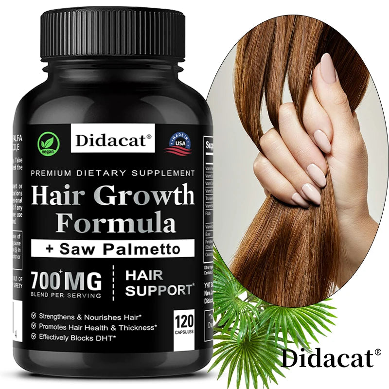 Hair Growth Supplement – Biotin & Saw Palmetto for Men & Women, 120 Caps - Evallys.com