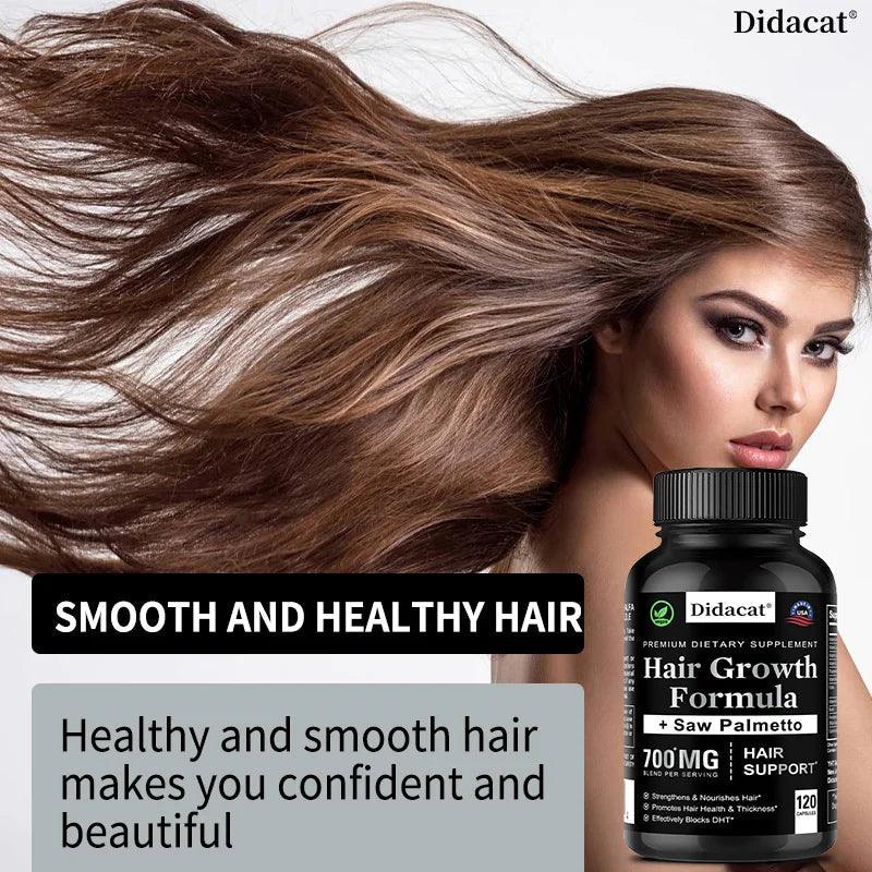 Hair Growth Supplement – Biotin & Saw Palmetto for Men & Women, 120 Caps - Evallys.com