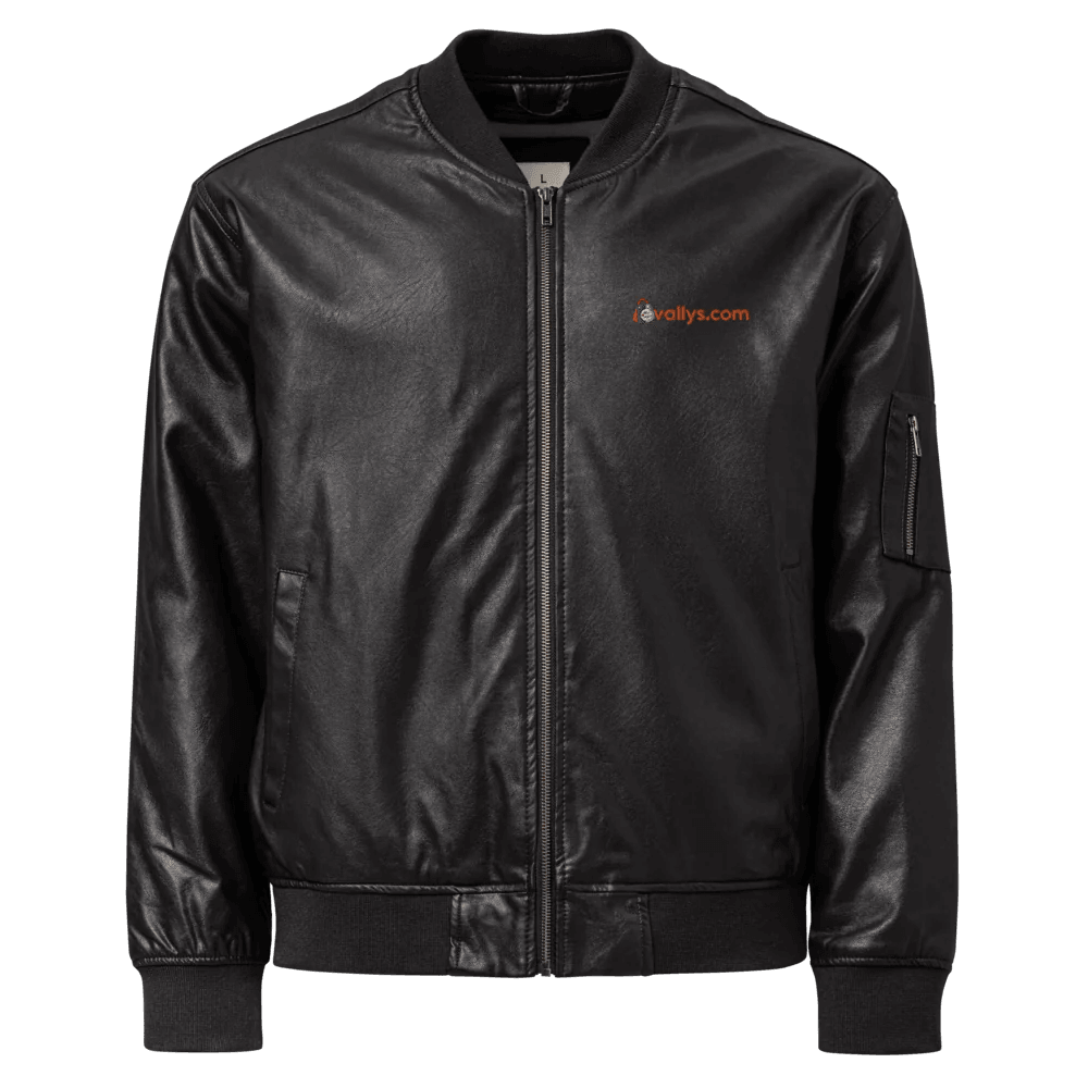 Faux Leather Bomber Jacket | Threadfast Apparel 395J - Evallys.com