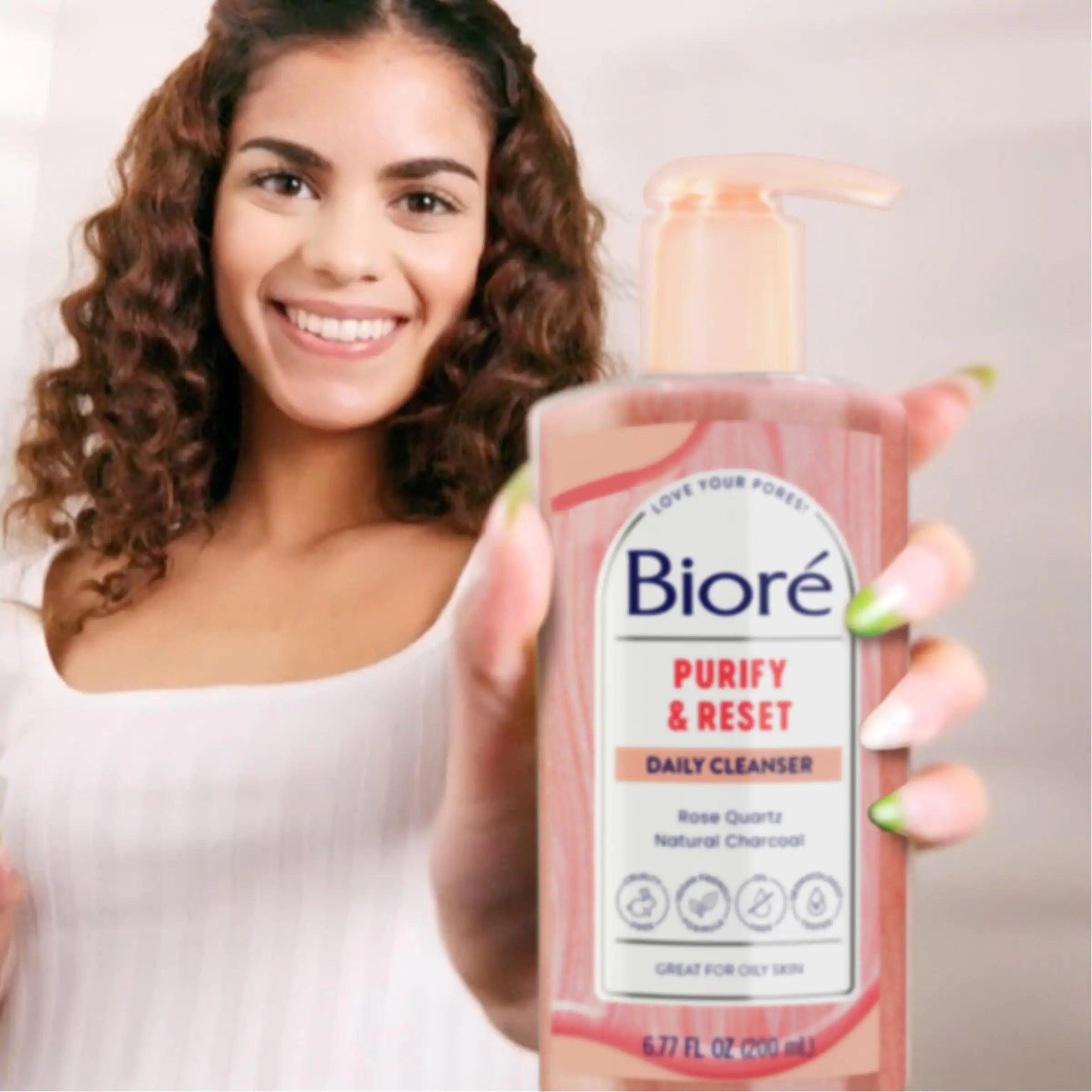 Bioré Rose Quartz + Charcoal Daily Purifying Cleanser, Oil Free Facial Cleanser Energizes Skin, Dermatologist Tested and Cruelty Free, 6.77 oz, Packaging May Vary 6.77 Fl Oz (Pack of 1) - Evallys.com