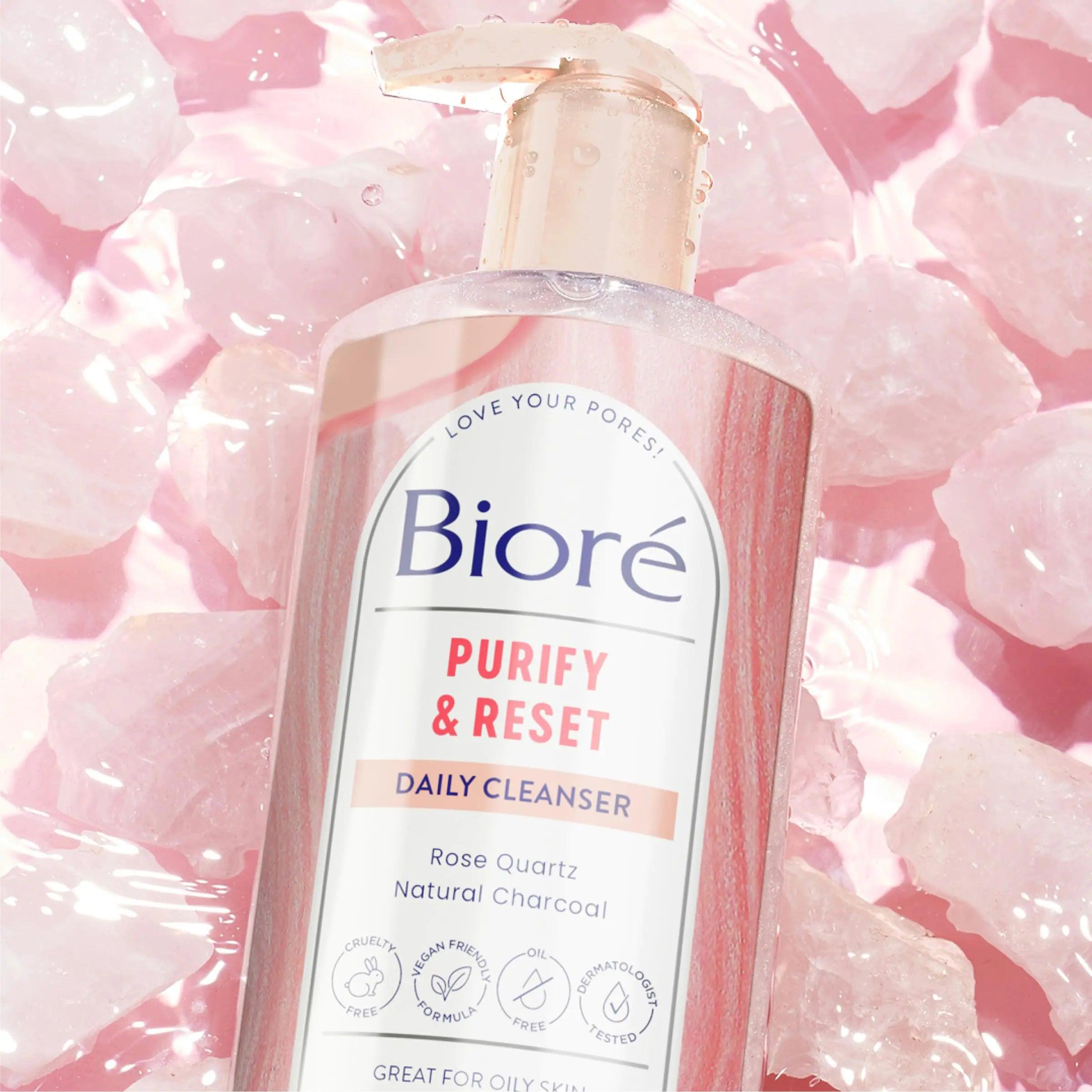 Bioré Rose Quartz + Charcoal Daily Purifying Cleanser, Oil Free Facial Cleanser Energizes Skin, Dermatologist Tested and Cruelty Free, 6.77 oz, Packaging May Vary 6.77 Fl Oz (Pack of 1) - Evallys.com