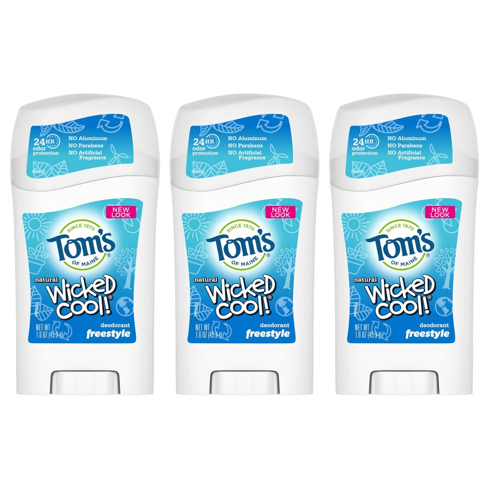 Tom's of Maine Aluminum-Free Wicked Cool! Natural Deodorant for Kids 3-Pack, Fluoride Free Children's Toothpaste Silly Strawberry 5.1 oz 3-Pack Freestyle 3 Count (Pack of 1) Deodorant + Toothpaste 5.1 oz. 3-Pack - Evallys.com # #