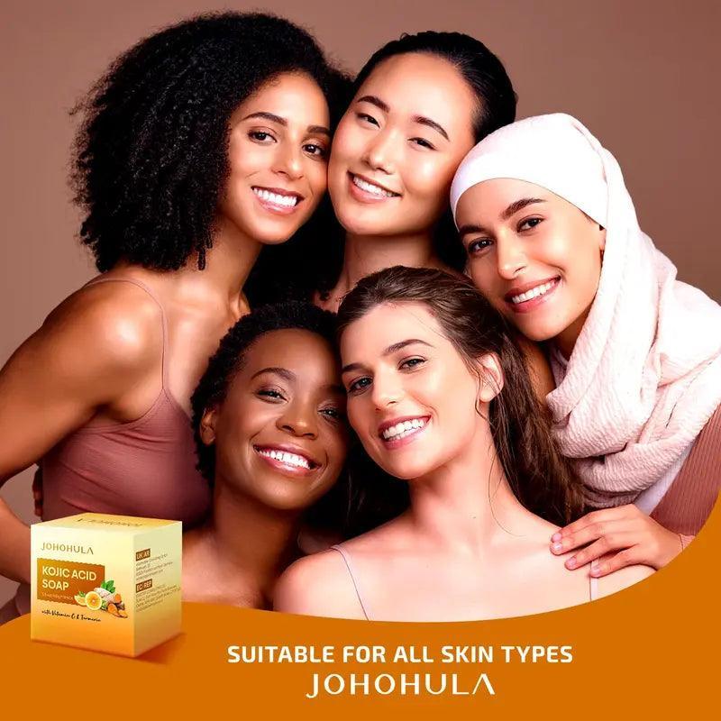 Johohula Turmeric Kojic Acid Soap, Dark Spot Corrector Soap Bars with Vitamin C, Retinol, Collagen, Turmeric - Smooth for Face and Body, Firm and Smooth Skin - 3 X 100G Bars - Evallys.com # #