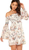 Romwe Women'S Casual Floral Print off Shoulder Trumpet Sleeve Swing Dress - Evallys.com # #