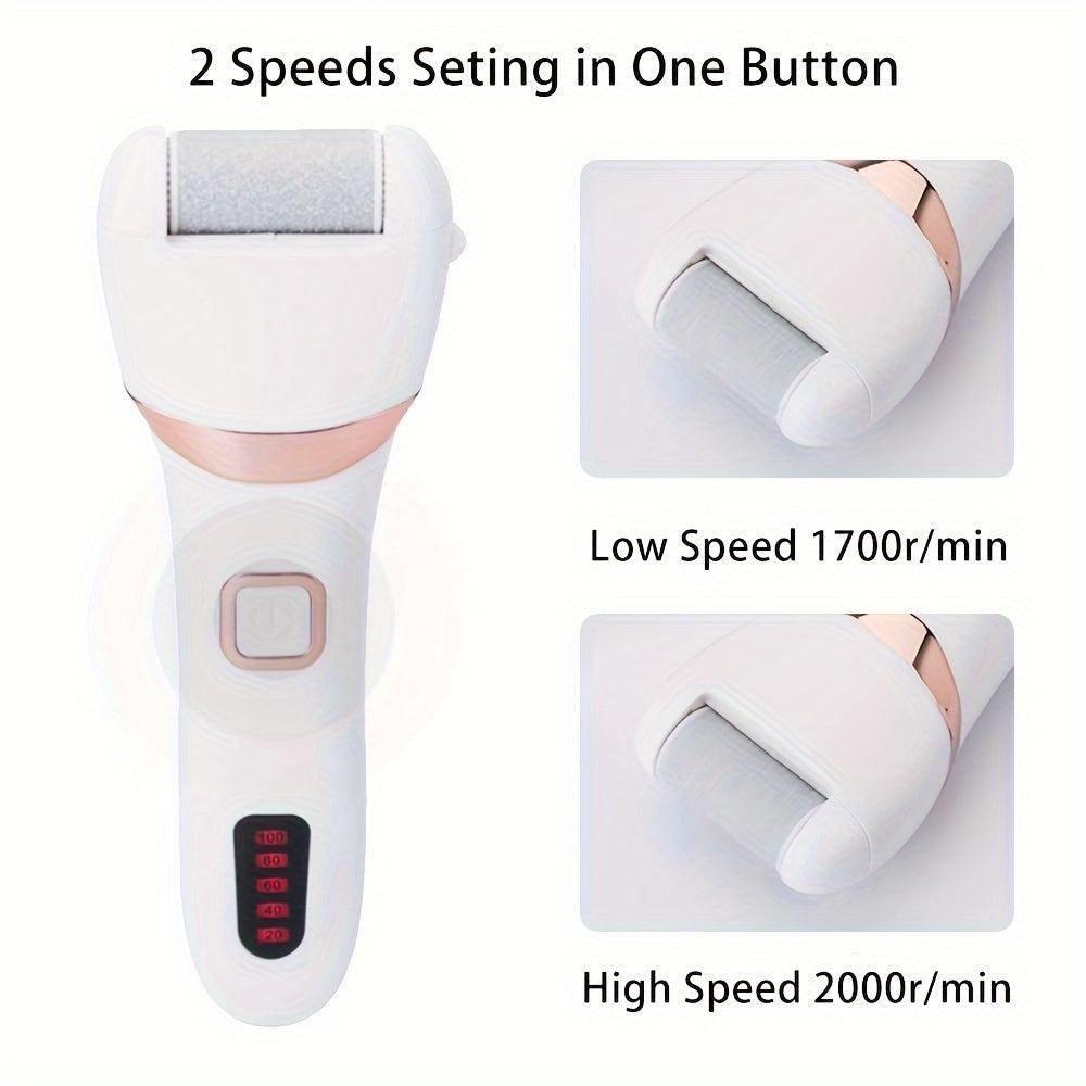 Electric Foot Grinder And Callus Remover, Electric Foot Polisher, Rechargeable Foot Washing And Pedicure Kit, Suitable For Cracked Heels And Dead Skin, With 3 Roller Heads - Evallys.com # #