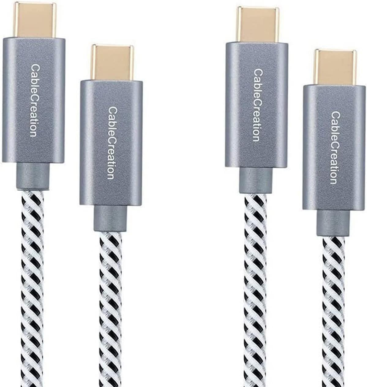 Cablecreation USB C to USB C Cable 10Ft 60W, Braided USB-C Cable 3A Fast Charging, Compatible with Macbook(Pro), Galaxy S20/S20+/S20 Ultra/S10/S9/S9+, Note 10, Pixel 3XL, Etc. Space Gray - Evallys.com # #