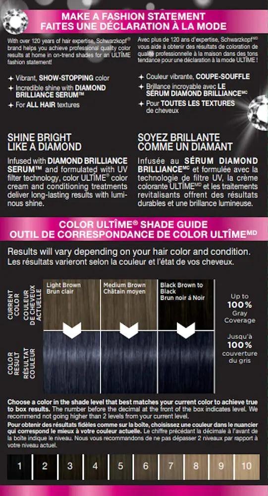 Schwarzkopf Color Ultime Metallic Permanent Hair Color Cream, 3.45 Glossy Steel 0.48 Fl Oz (Pack of 12) - Evallys.com # #