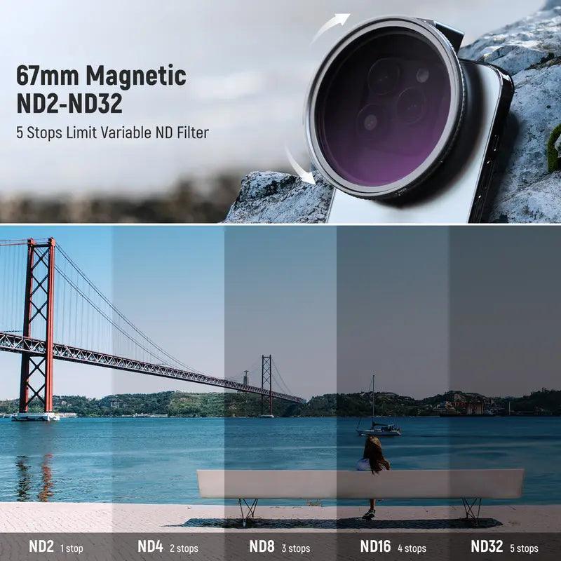 NEEWER Clip on 67Mm ND2-32 Magnetic Phone Lens Filter Kit - Evallys.com # #