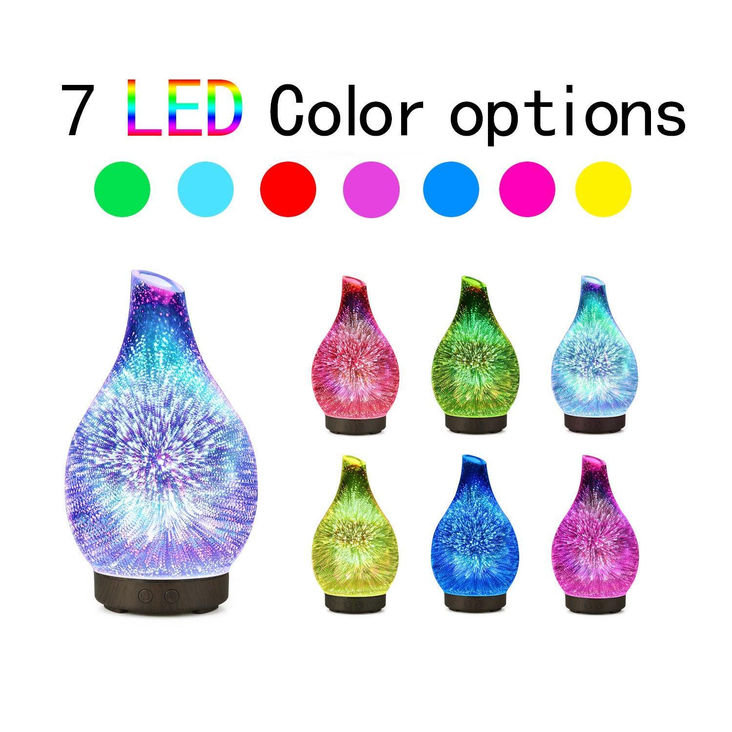 3D Glass Colorful Firework Essential Oil Lamp Aroma Diffuser - Evallys.com # #