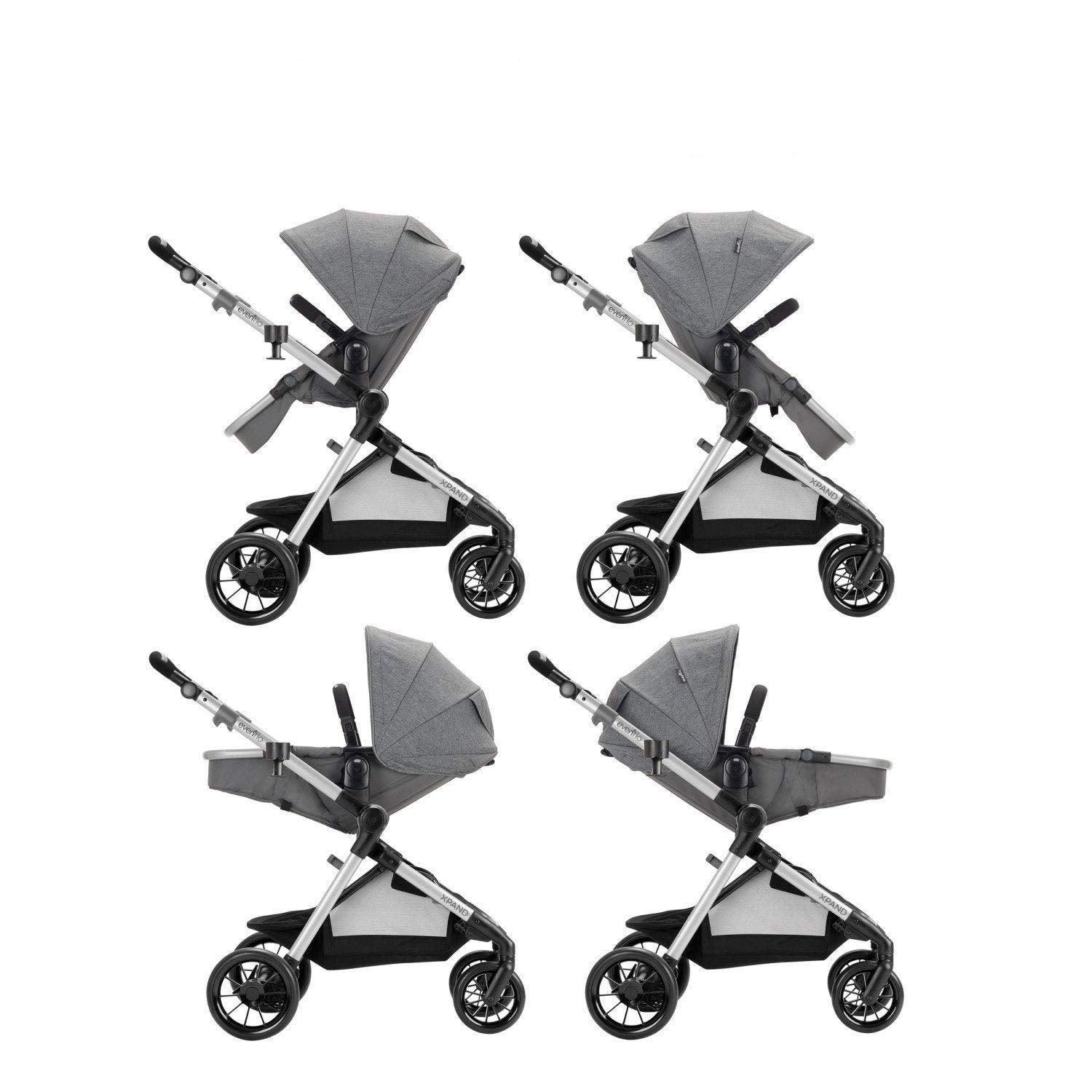 Evenflo Pivot Xpand Modular Stroller, Baby Stroller, Converts to Double Stroller, 4 Modes, Durable Construction, Extra-Large Storage Basket, Compact Folding Design, 55-Lb Capacity, Percheron Gray - Evallys.com # #
