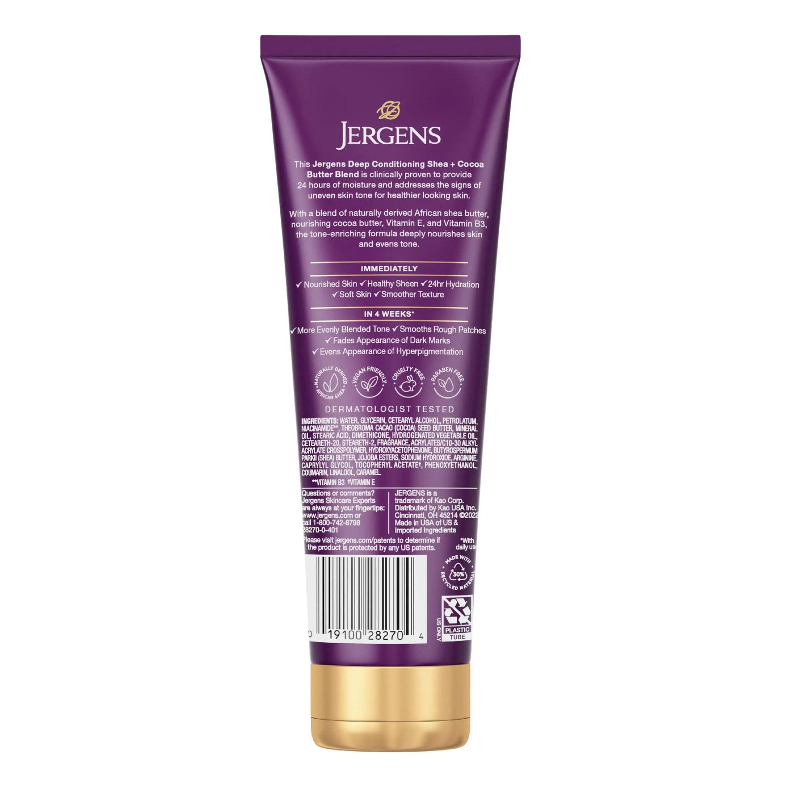 Jergens Shea + Cocoa Butter Body Lotion for Dry Skin, Deep Conditioning Moisturizer, with Vitamins E & B3, 8.5 oz - Evallys.com # #