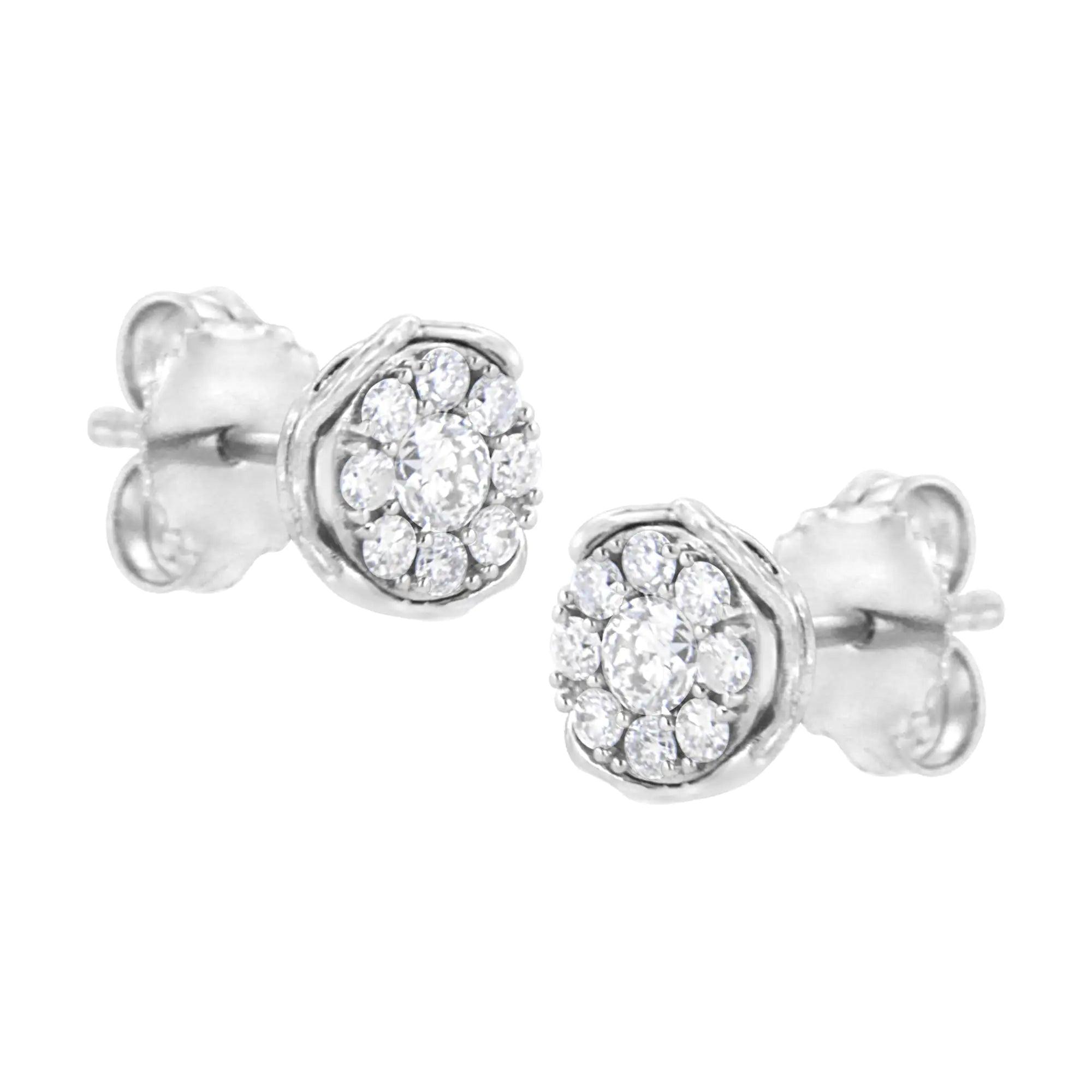 .925 Sterling Silver 1/2 cttw Lab Grown Diamond Composite Earring (F-G Color, VS2-SI1 Clarity) - Evallys.com # #