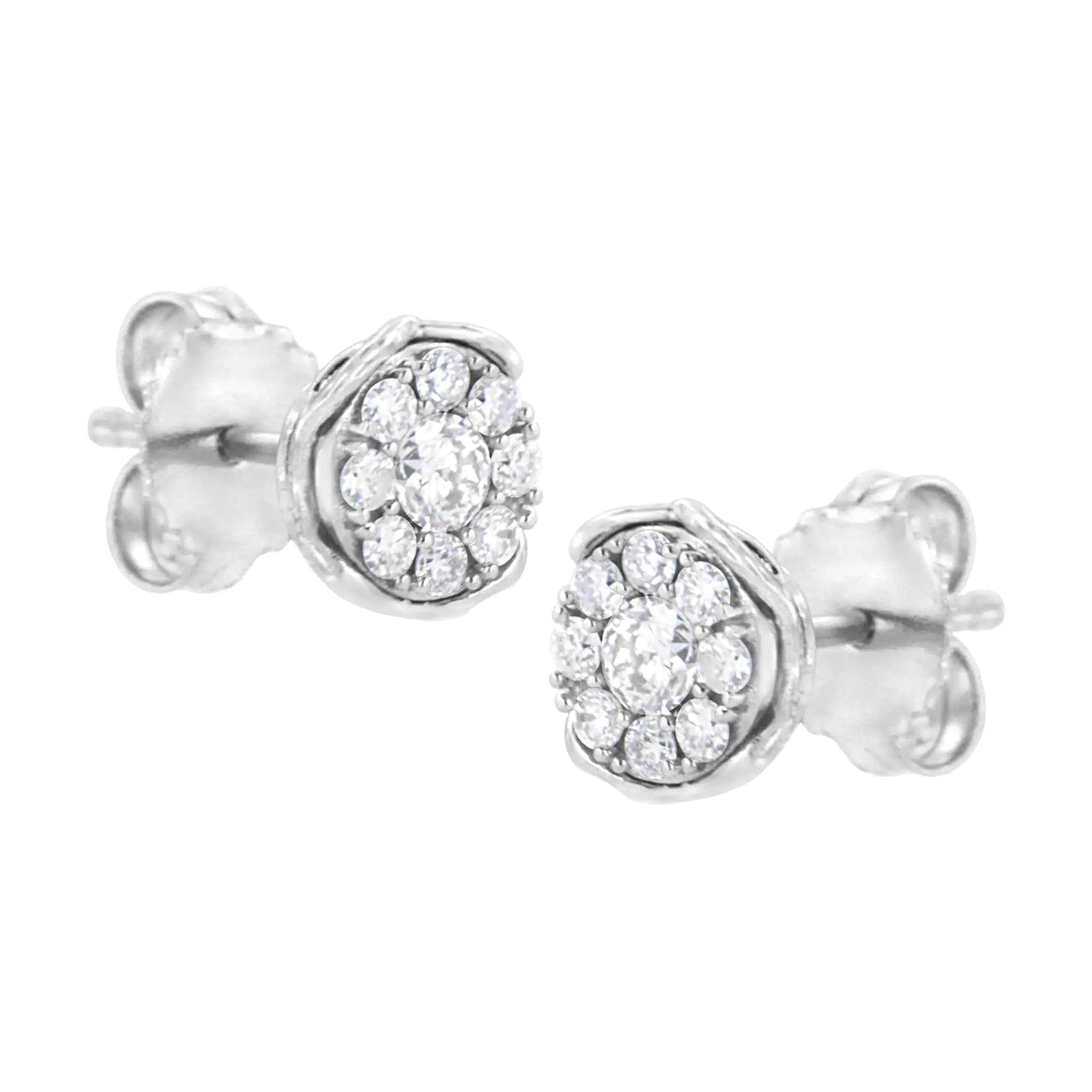 .925 Sterling Silver 1/2 cttw Lab Grown Diamond Composite Earring (F-G Color, VS2-SI1 Clarity) - Evallys.com # #