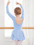 Arshiner Kids Girls Classic Long Sleeve Leotard Dance Ballet Dress Z_blue 4-5T - Evallys.com # #