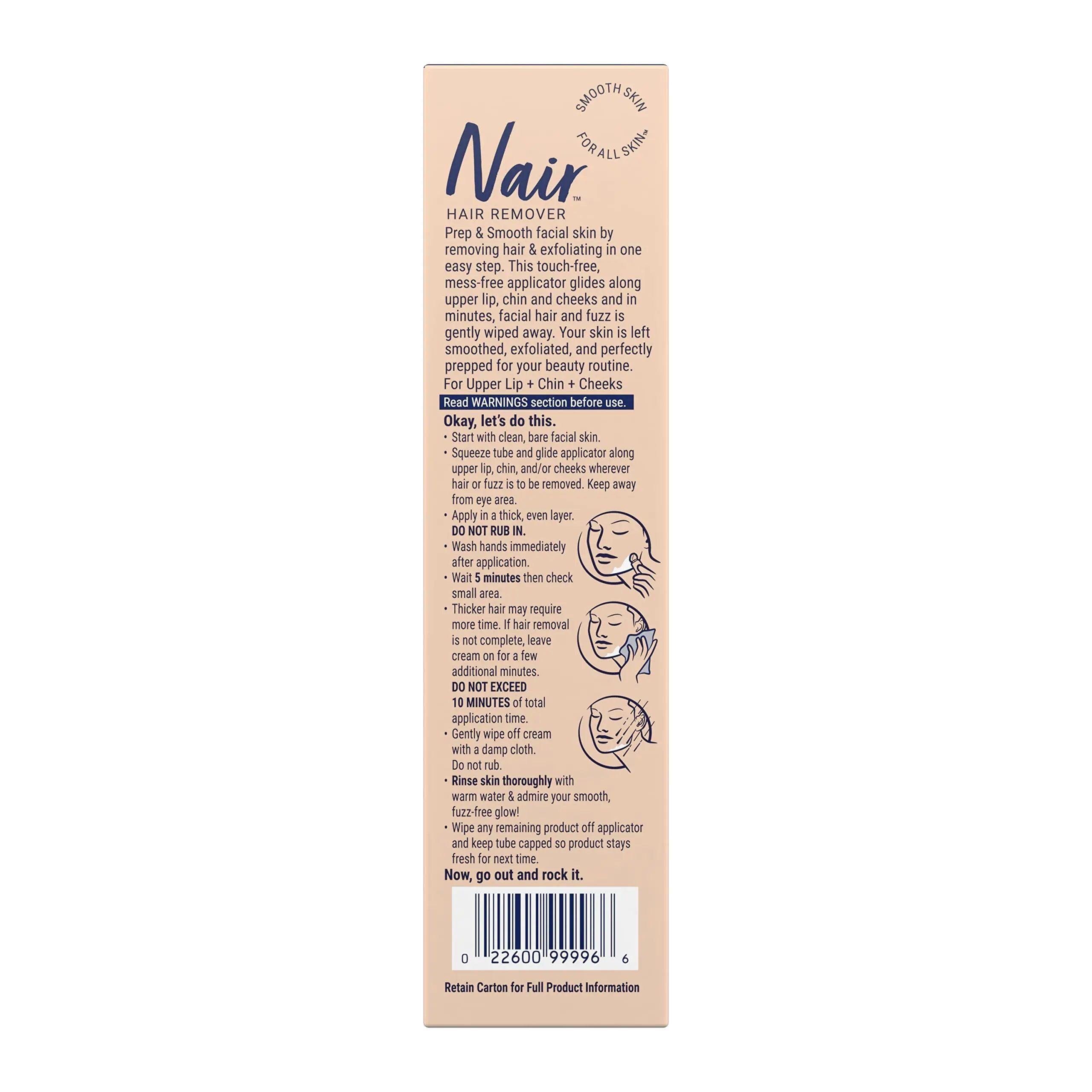 NAIR Exfoliating Facial Hair Removal Cream for Women - Smooth Skin Solution with Collagen for Sensitive Skincare Hair Removal Agent - Evallys.com # #