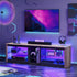 Bestier TV Stand for Tvs up to 70", Console Table with RGB LED Lights and Storage Cabinet, Pinewood - Evallys.com # #