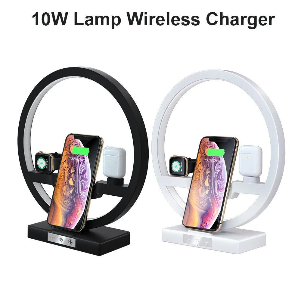 Wireless Charger Stand Table Lamp Touch Switch 10W Charger for Apple Watch Cell Phones Headphones - Evallys.com # #