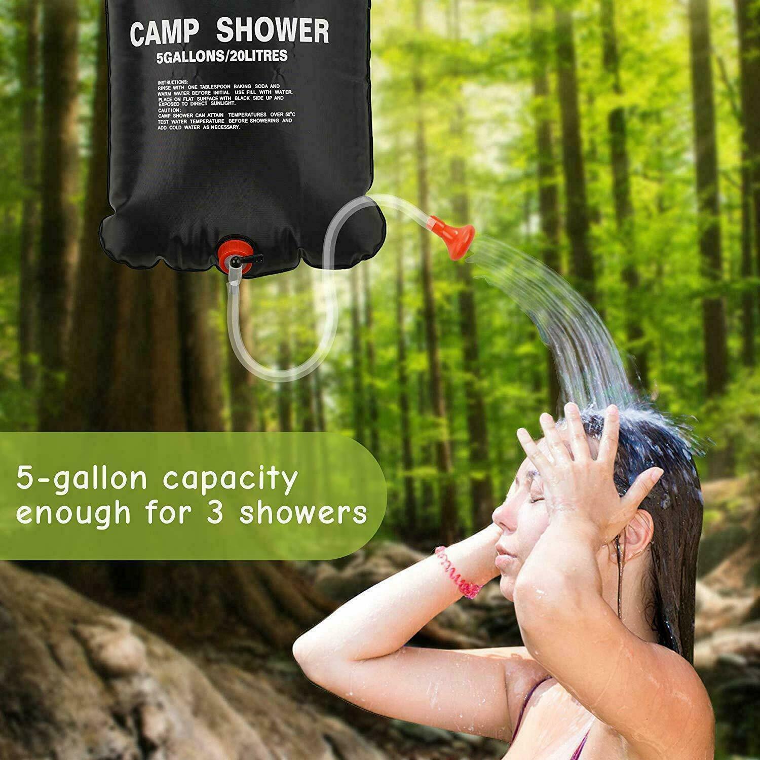 20L Camping Shower Portable Compact Solar Sun Heating Bath Bag Outdoor Travel - Evallys.com # #