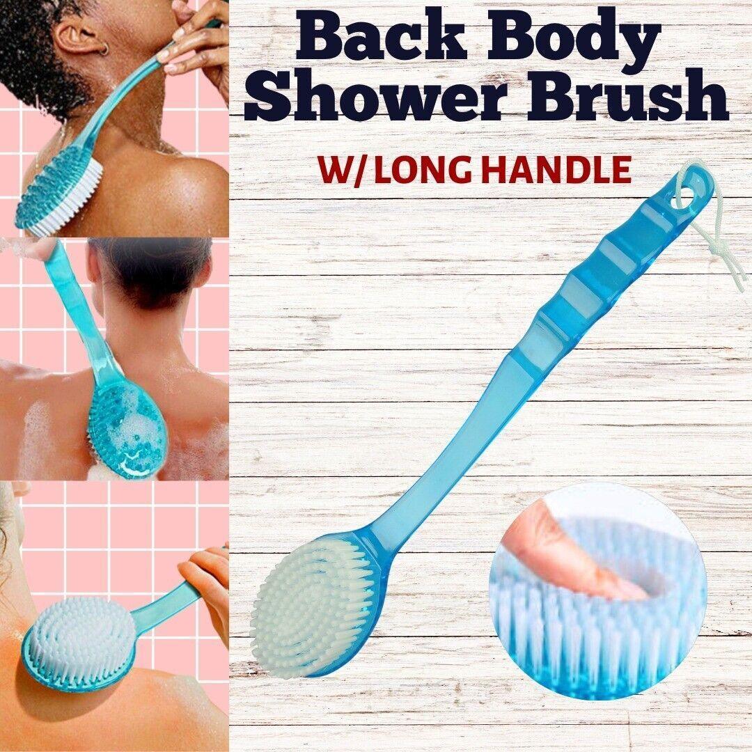 Back Body Shower BrushLong Handle Exfoliating Skin Spa Bath Soft Scrubber Clean - Evallys.com # #