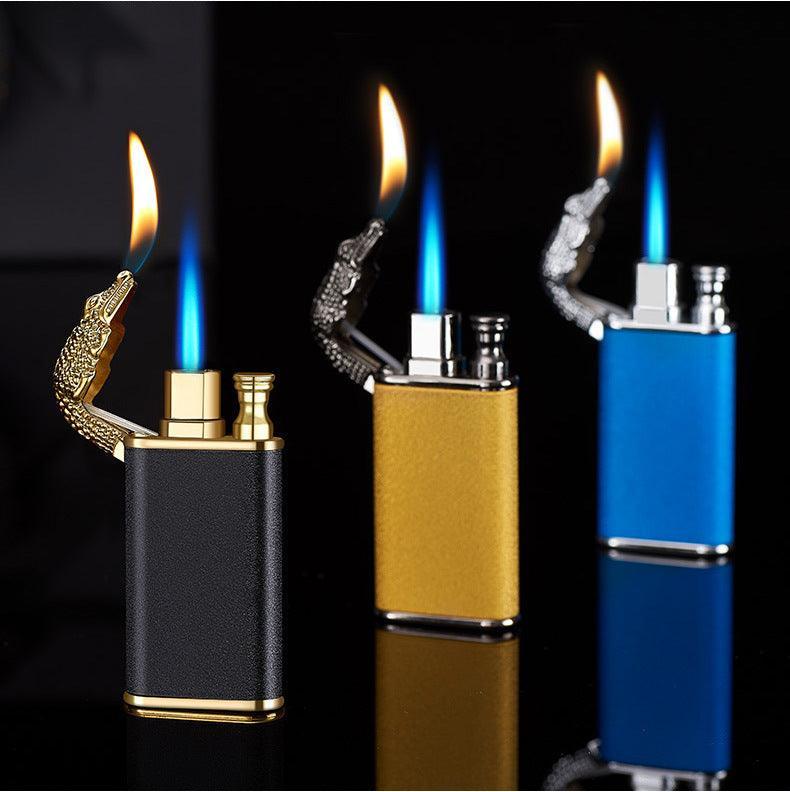 Creative Blue Tiger Double Fire Metal Winproof Lighter Inflatable Lighter - Evallys.com # #