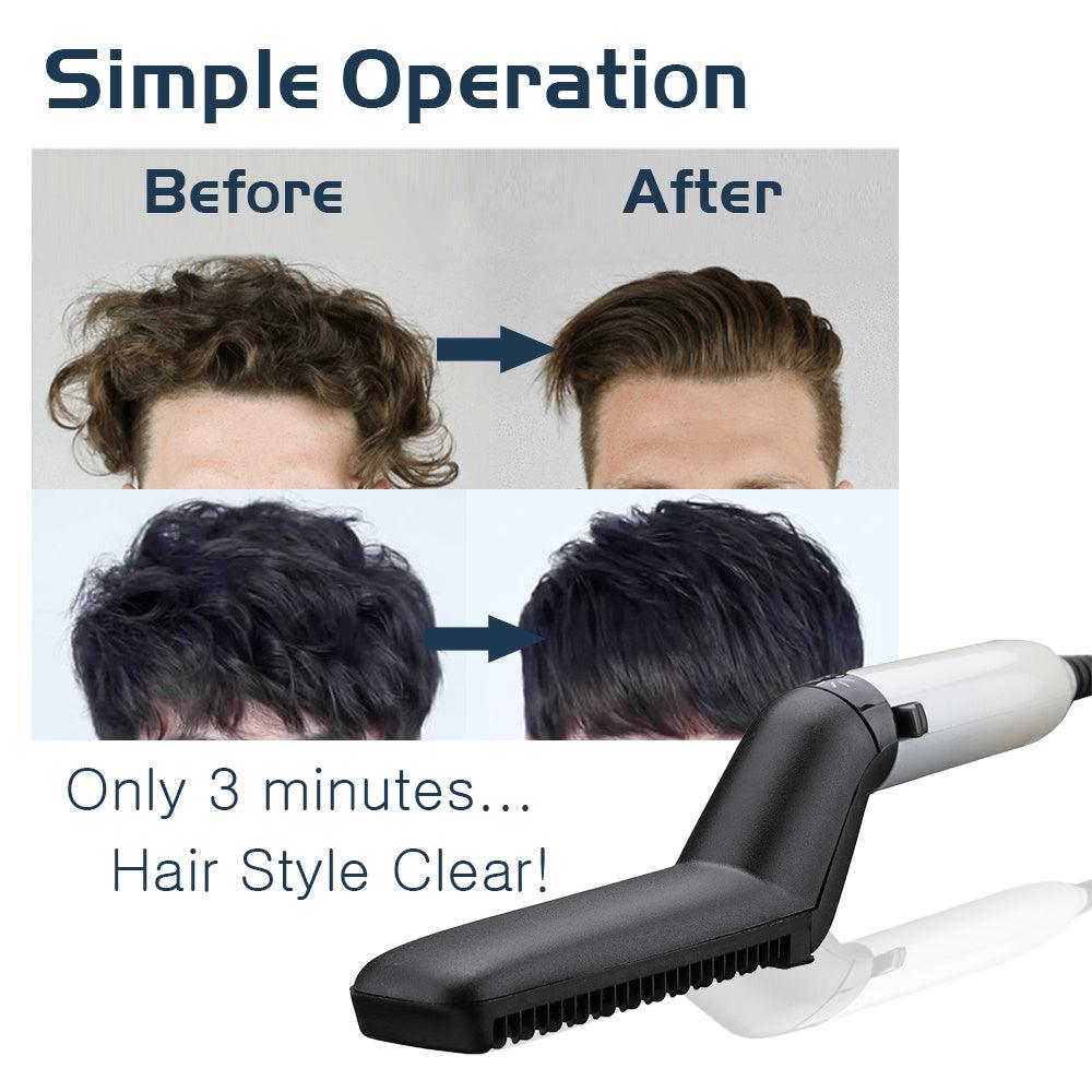 Electric Hair Straightener Brush,Men Quick Beard Straightener Styler Comb,Hair Straightening,Curly Hair Straightening Comb,Side Hair Detangling,Multifunctional Hair Curling Curler - Evallys.com # #