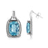 .925 Sterling Silver 14x10MM Cushion Cut Blue Topaz Gemstone and Diamond Accent Dangle Earring (I-J Color, I1-I2 Clarity) - Evallys.com # #