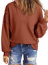 BLENCOT Womens Casual Sweatshirts Crew Neck Long Sleeve 2024 Fashion Waffle Knitted Blouse Pullover Tops with Pocket XX-Large A6016 Kahki - Evallys.com