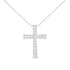 .925 Sterling Silver 1/2 Cttw Prong-Set Round-Cut Diamond Inlay Style Cross 18" Pendant Necklace (I-J Color, I2-I3 Clarity) - Evallys.com # #