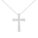 .925 Sterling Silver 1/2 Cttw Prong-Set Round-Cut Diamond Inlay Style Cross 18" Pendant Necklace (I-J Color, I2-I3 Clarity) - Evallys.com # #