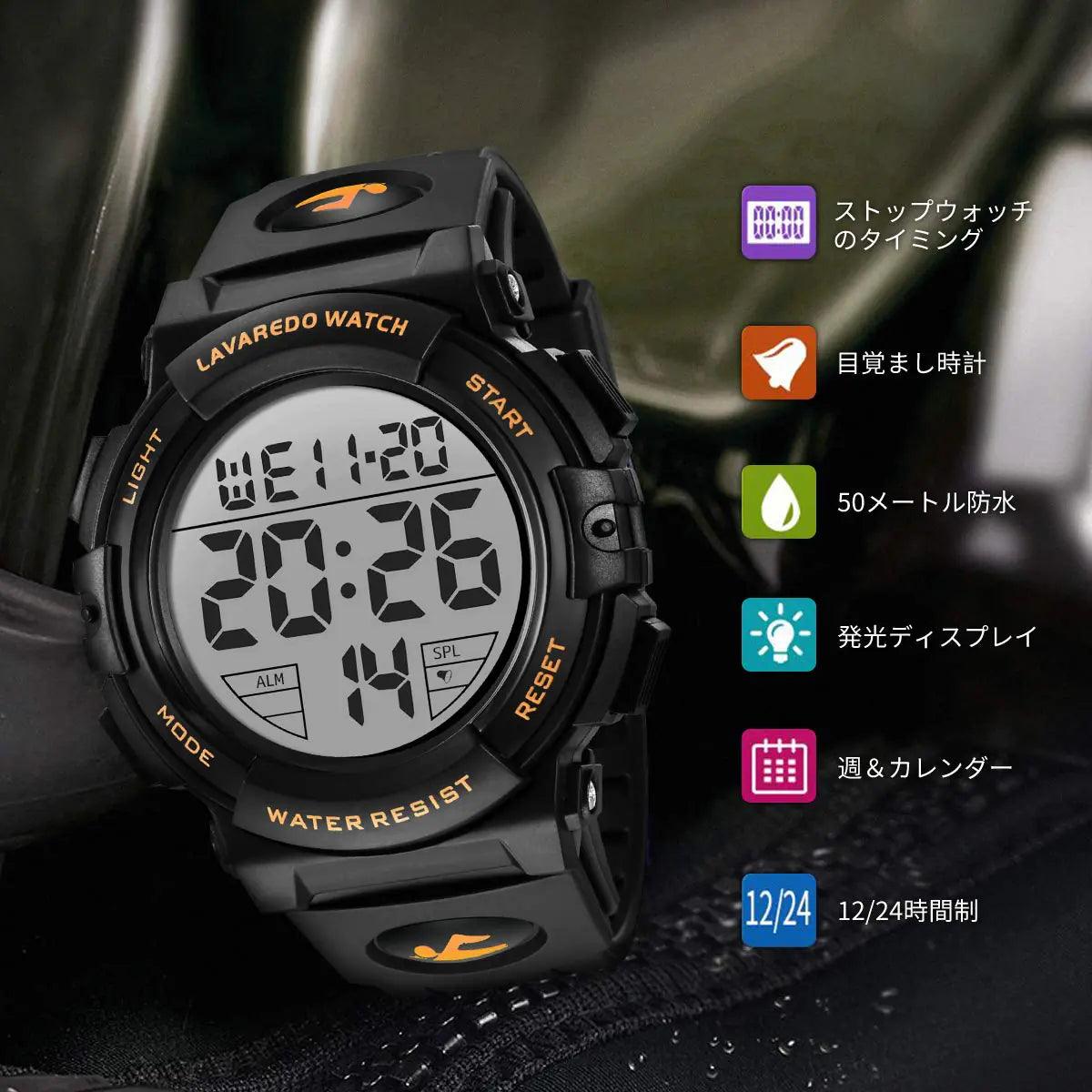 L LAVAREDO Mens Digital Watch Sports Military Watches Waterproof Outdoor Chronograph Wrist Watches for Men with LED Back Ligh/Alarm/Date 04-gold - Evallys.com # #