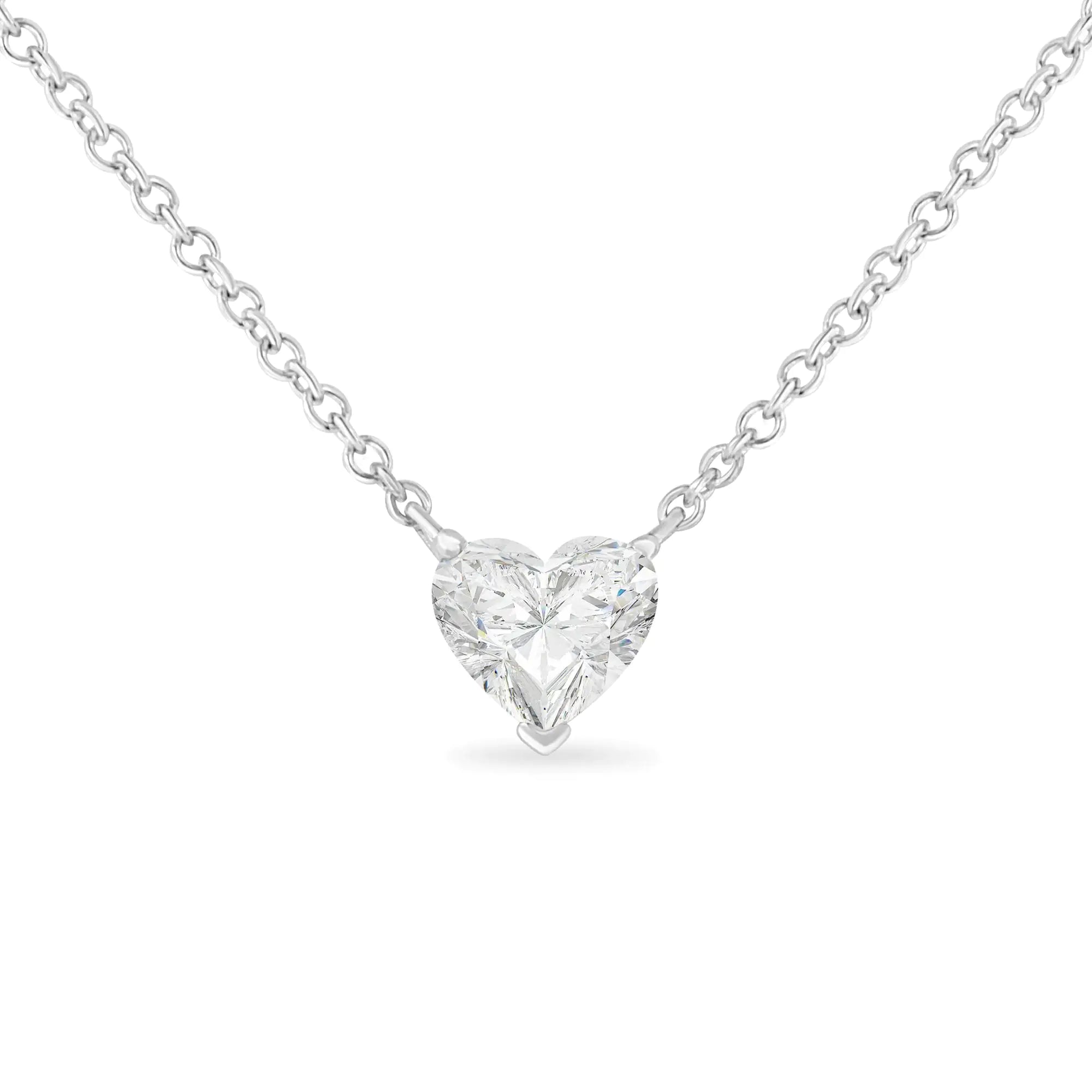 14k White Gold 1/4 Cttw Lab Grown Heart Shape Diamond Solitaire 18" Pendant Necklace (E-F Color, SI1-SI2 Clarity) - Evallys.com # #