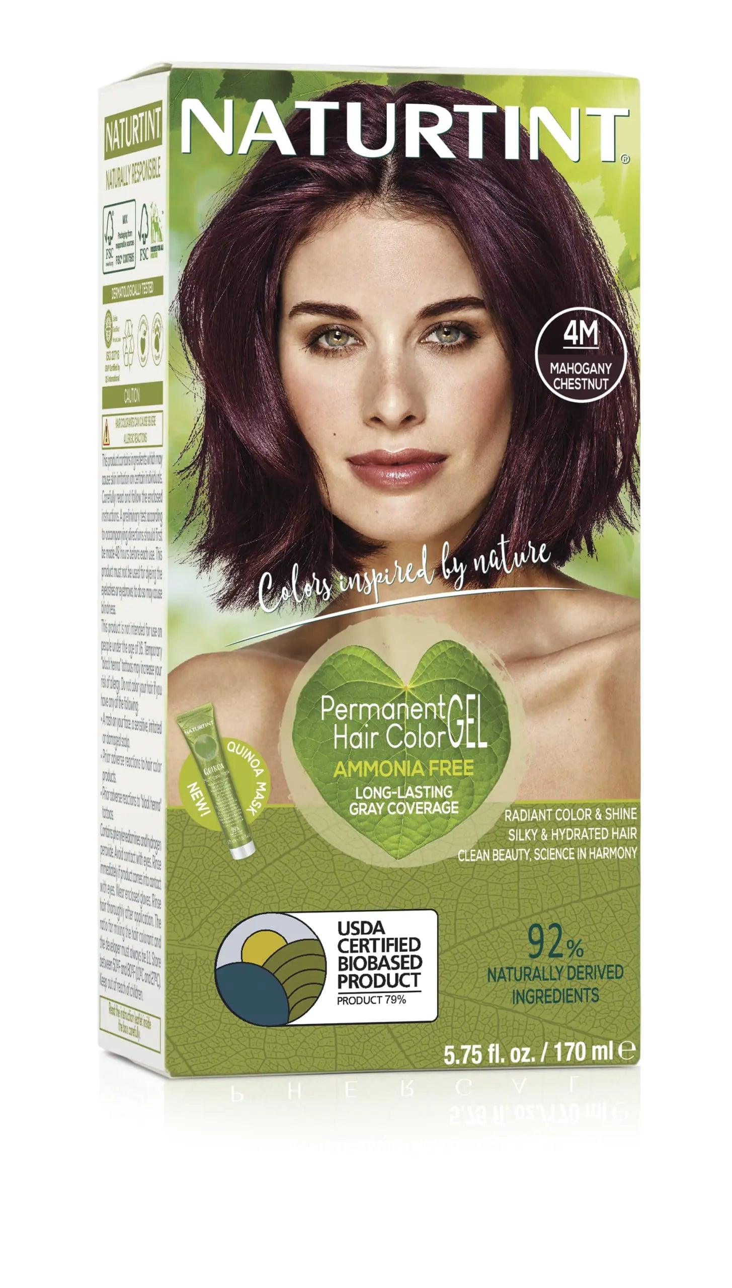 Naturtint Permanent Hair Color 4M Mahogany Chestnut (Pack of 1), Ammonia Free, Vegan, Cruelty Free, up to 100% Gray Coverage, Long Lasting Results - Evallys.com # #