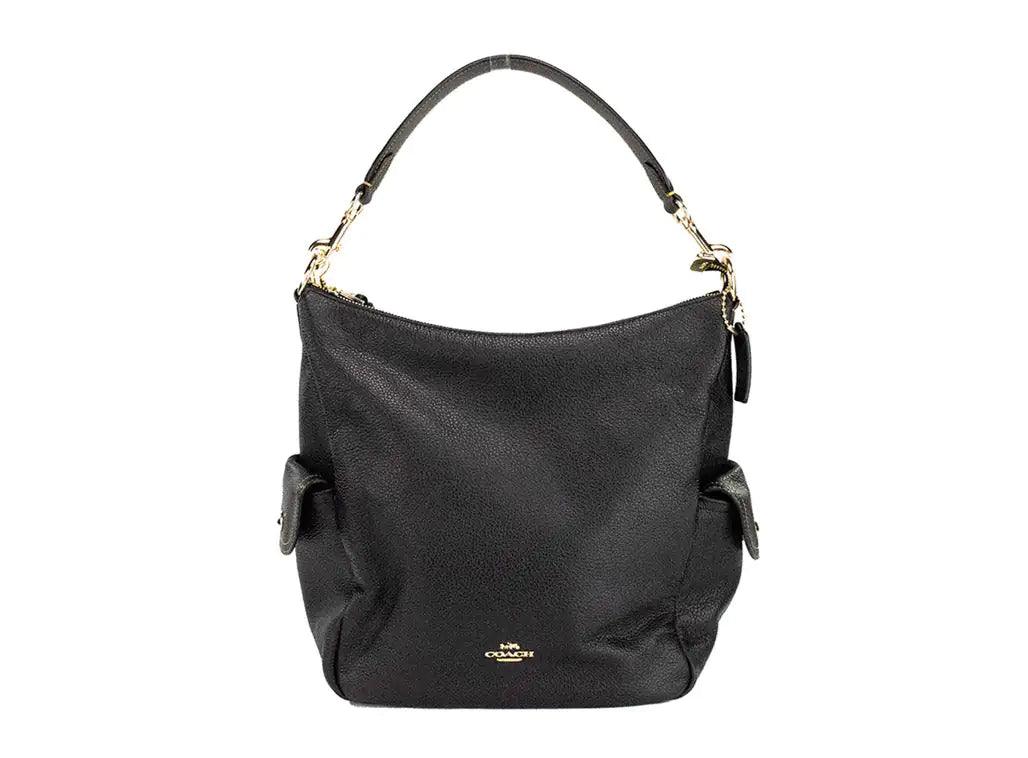 Coach Pennie Black Pebbled Leather Shoulder Bag Crossbody Handbag - Evallys.com # #